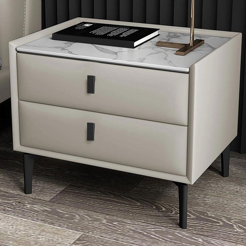 2 Drawer Contemporary Accent Table Nightstand Antique Finish Nightstand