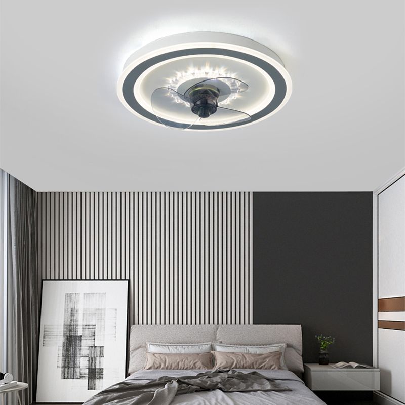 Éclairage de ventilateur de plafond ultrathin Modernisme Acrylique à chambre LED Semi Flush Lightture en blanc