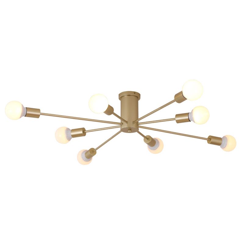 Industrial Semi-Flush Ceiling Fixture Metal Sputnik Semi Flush Light for Interior Spaces