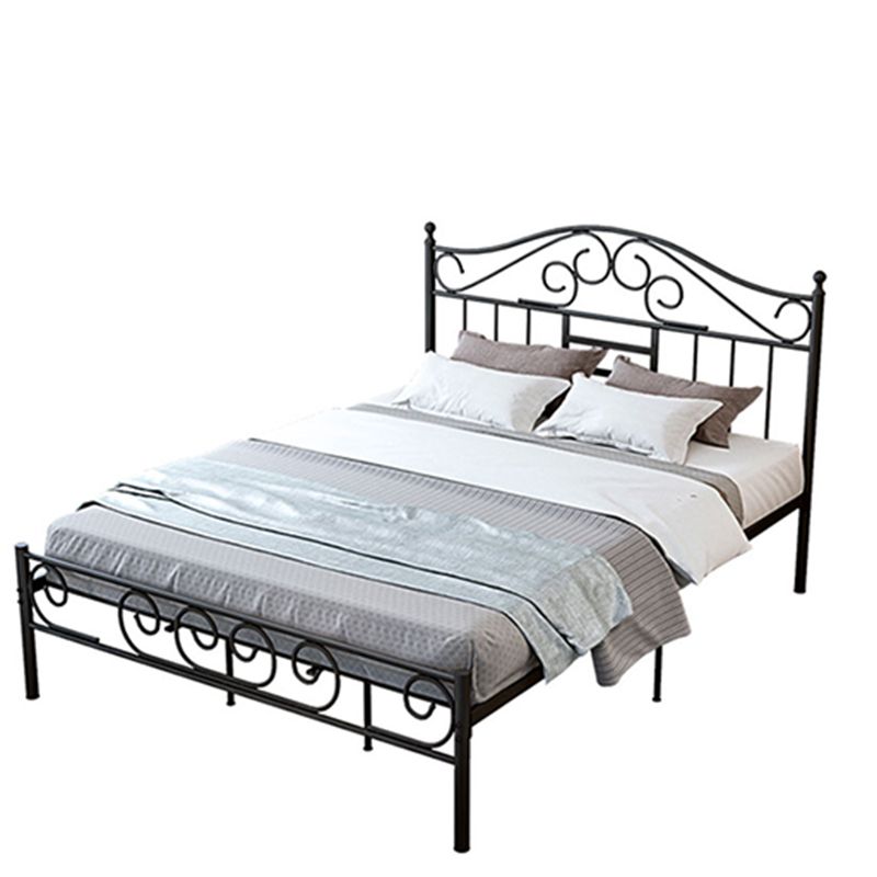 Open Frame Metal Panel Bed Black/White Standard Bed with Headboard