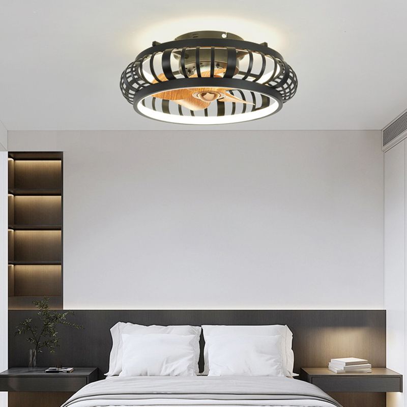 5-Blade Modern Ceiling Fan Metallic Black Fan with Light for Bedroom