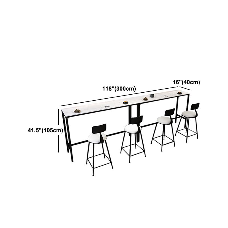 Indoor White and Black Counter Wine Table Rectangle Stone Bar Height Pub Table