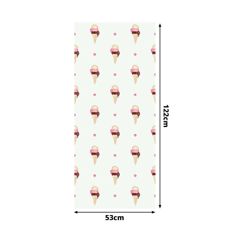 Ice Cream Adhesive Wallpaper Panels Cartoon Yummy Food Wall Art in Brown, 4' x 20.5"