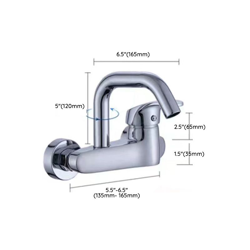 Modern Metal Wall-mounted Kitchen Faucet One Handle High Arch Water Filler