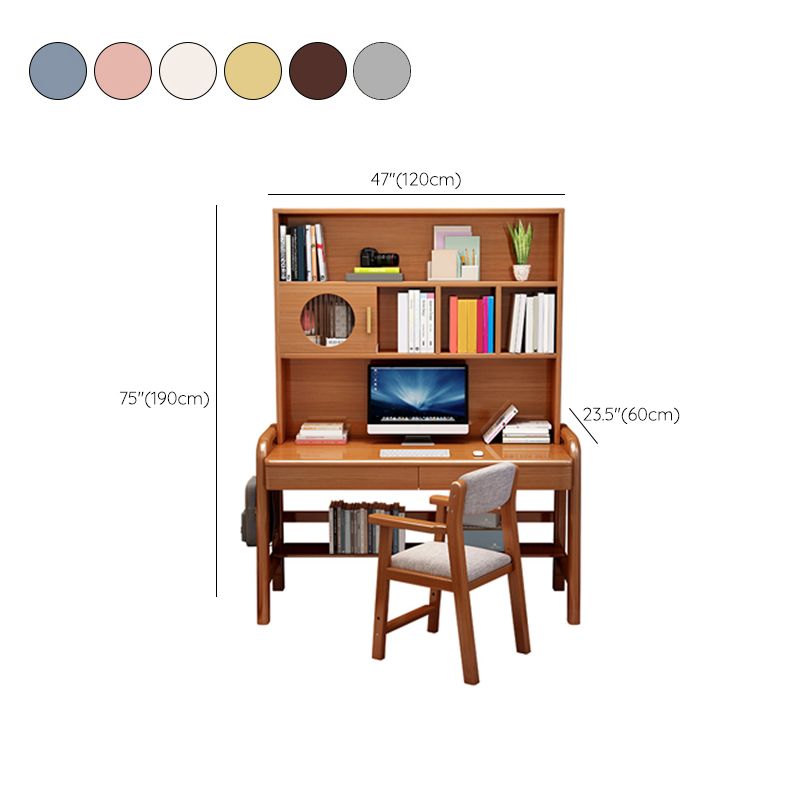 Solid Wood Writing Desk Multifunctional Lifting with Storage Drawer with Bookshelf