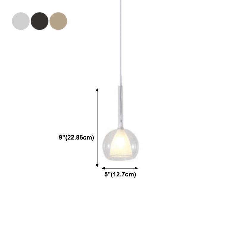 Dual Glass Globe Pendant Lamp Modern Style 1-Light Small Hanging Lamp