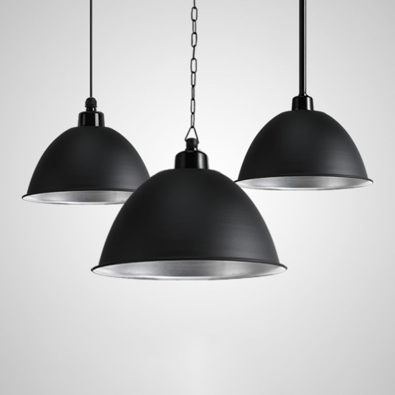 Matte Black Domed Pendant Light Fixture Industrial Metal 1 Bulb Passageway Hanging Light