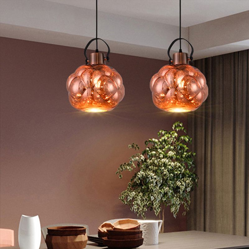 Global Anhänger Leichte moderne handgeblasene Glas 1 Leichte Chrom/Gold/Roségold Deckenlampe für Esszimmer