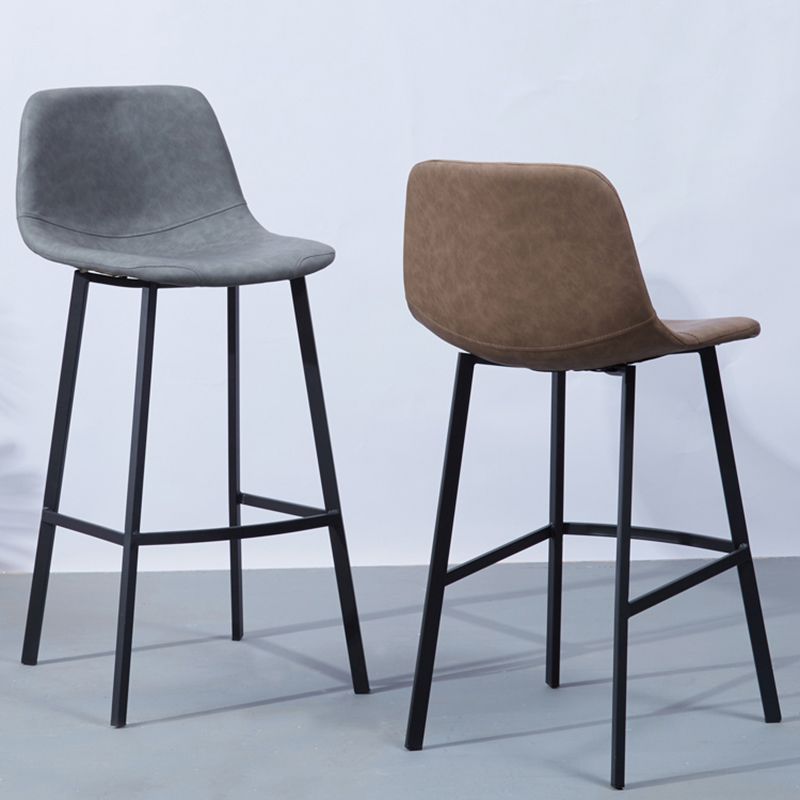 Modern Footrest Coffee Shop Stool Matte Finish Upholstered Bar Stools