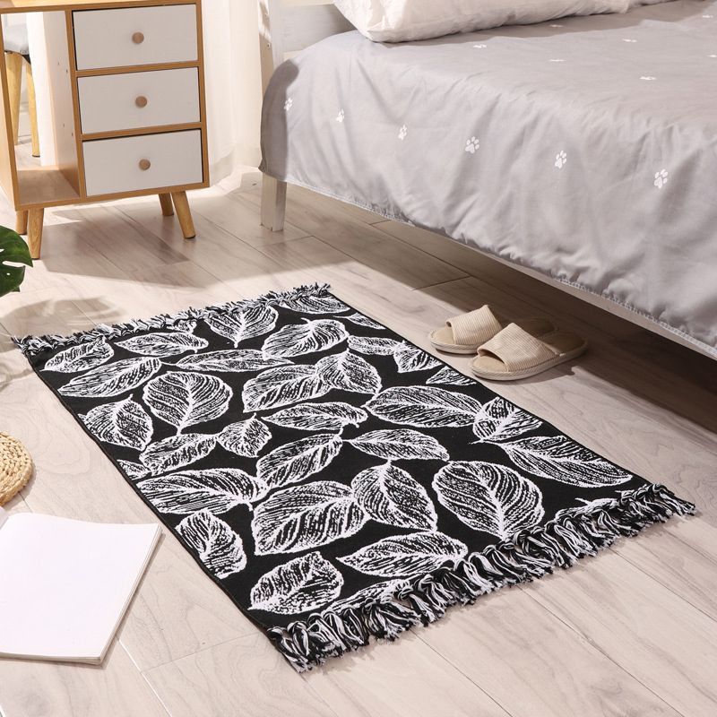 Bohemian Southwestern Print Carpet Cotton Blend Area Rug Reversible Fringe Indoor Carpet for Bedroom
