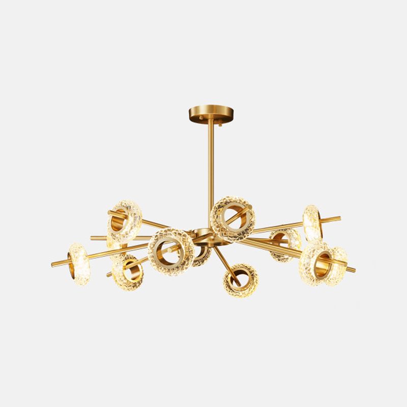 Handmade Crystal Ring Chandelier Postmodern 8/12/16 Lights Living Room Ceiling Pendant in Brass