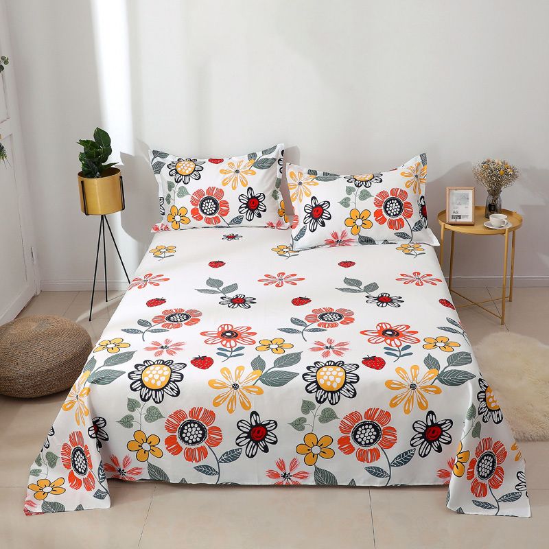 Bed Sheet Set Cotton Patterned Fade Resistant Breathable Soft Bed Sheet