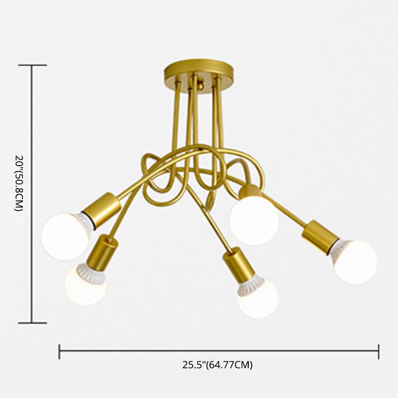 Kronkelende lamp na het ontwerp plafondlicht 5-lichts industriële stijl open lampverlichting hanger voor slaapkamer woonkamer