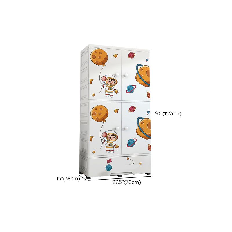 Plastic Kids Armoire Closet Urban Shelved Kids Wardrobe in White