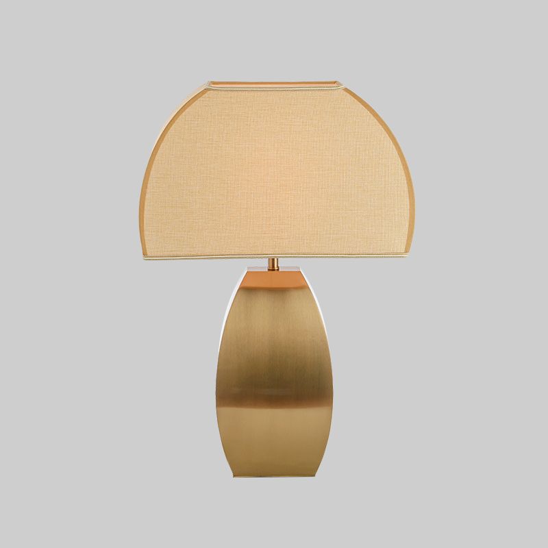 1 Head Shaded Task Light Modernism Fabric Small Desk Lamp in Gold with Metal Base