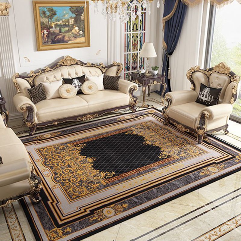 Moroccan Medallion Print Rug Polyester Area Carpet Stain Resistant Indoor Rug for Living Room