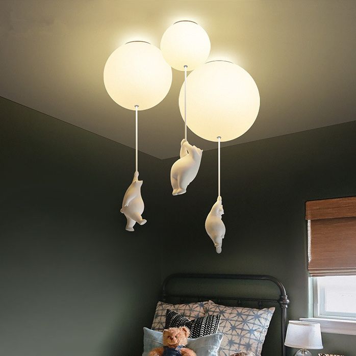 Nordic Ceiling Light Creative Bear Flush Mount Lighting Fixture for Bedroom