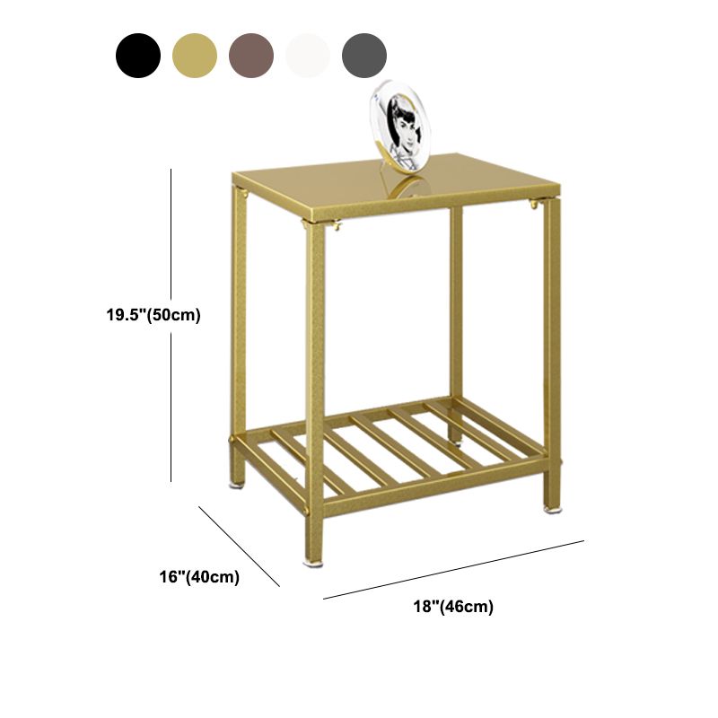 Modern Open Storage Nightstand Metal Night Table with Shelves