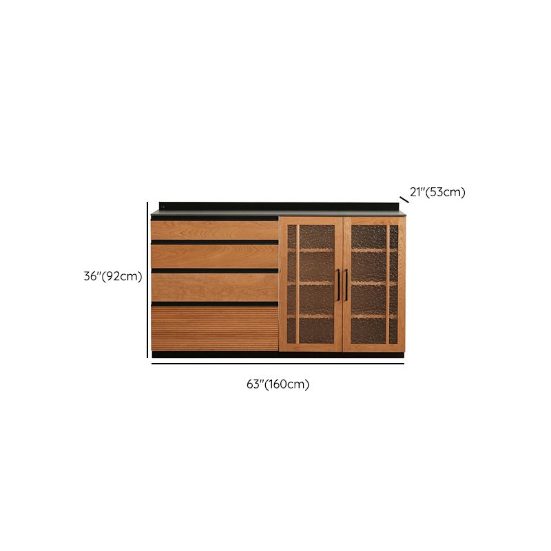 Modern & Contemporary Solid Wood Sideboard Cabinet with Cabinets and Drawers