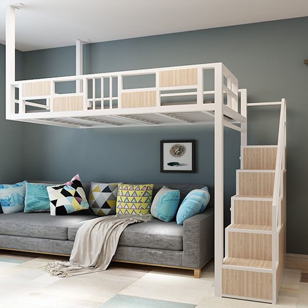 Modern Loft Bed with Wood Accent Modern High Loft Bed with Stairway