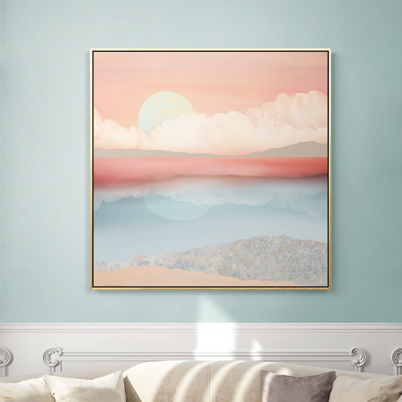 Modern Sunset Scenery Canvas for Girls Bedroom Illustration Wall Art, Multiple Sizes