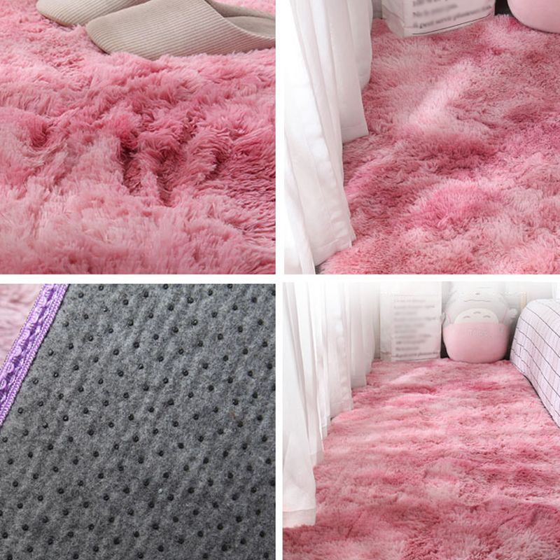 Multi-Colored Solid Color Rug Shag Relaxing Area Carpet Non-Slip Backing Washable Rug for Bedroom