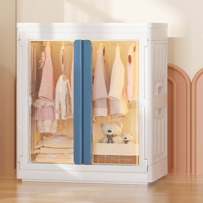 Modern Style Plastic Kids Closet Bedroom Youth Armoire with Garment Rod