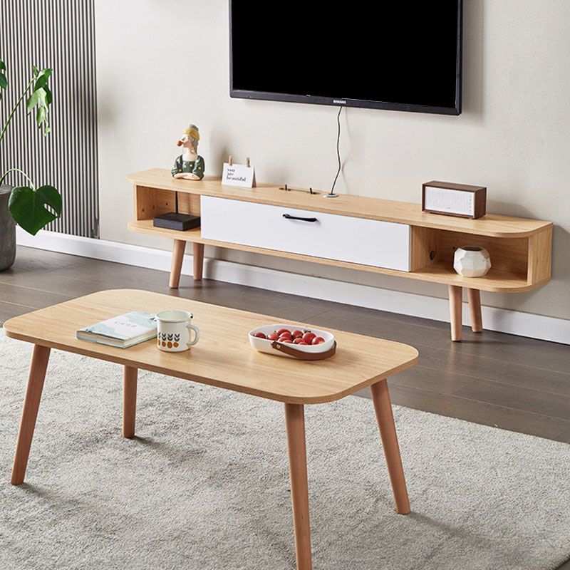 Wooden Media Console TV Stand Contemporary TV Media Stand with Door