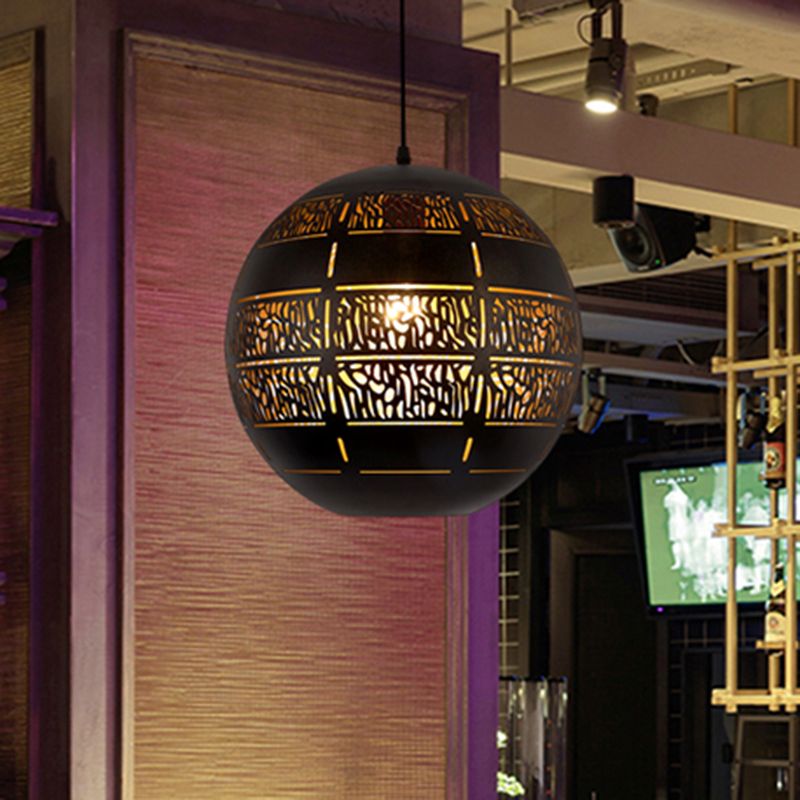 Sphere Down Lighting Decorative 1 Bulb Metal Ceiling Suspension Lamp in Bronze, 10"/12" Wide