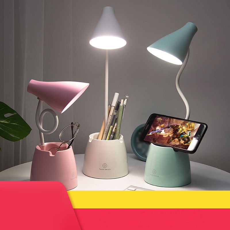 Lámpara de lectura LED LED LECHE MACARON CON Luz de mesa recargable con sombra de plástico cónico