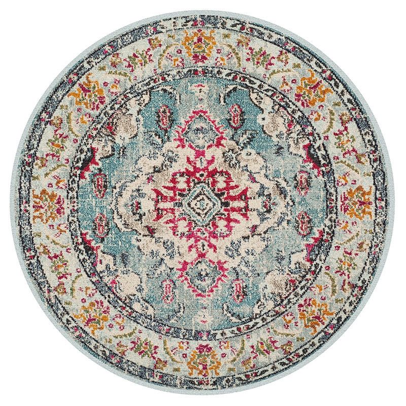 Tapis rond antique rétro à imprimé floral tapis intérieur Polyester tapis de support sans glissement pour salon