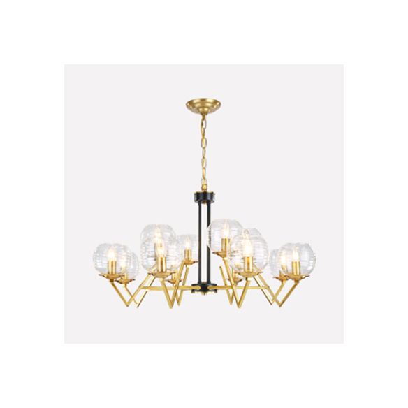 Candle Living Room Chandelier with Oval Shade Gold Modern Elegant Pendant Light in Gold Finish