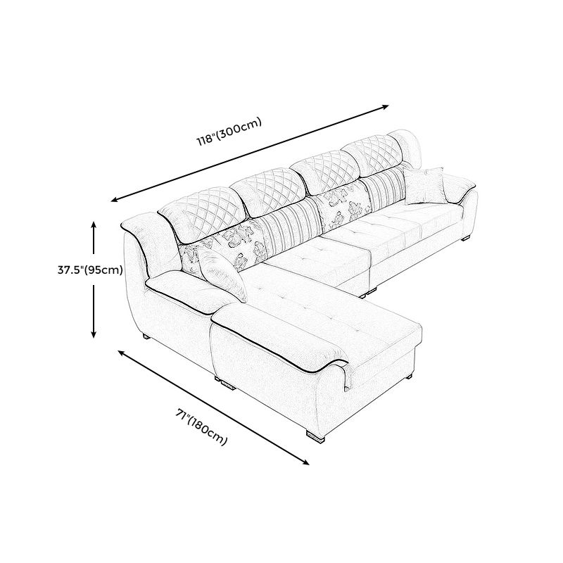 Contemporary Left Hand Facing Sectional 4-Seater Sofa with Pillow Back Cushions