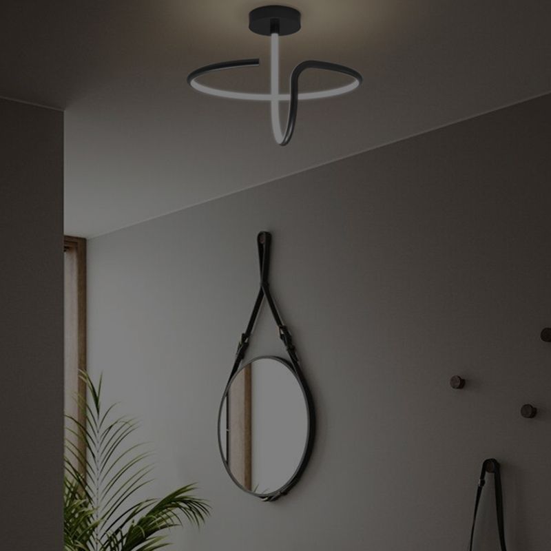Modern Style Linear Shape Ceiling Light Metal 1 Light Ceiling Lamp for Bedroom