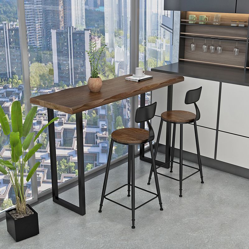 Mesa de comedor de barra moderna Mesa de barra de madera rectangular interior Base de trineo en negro