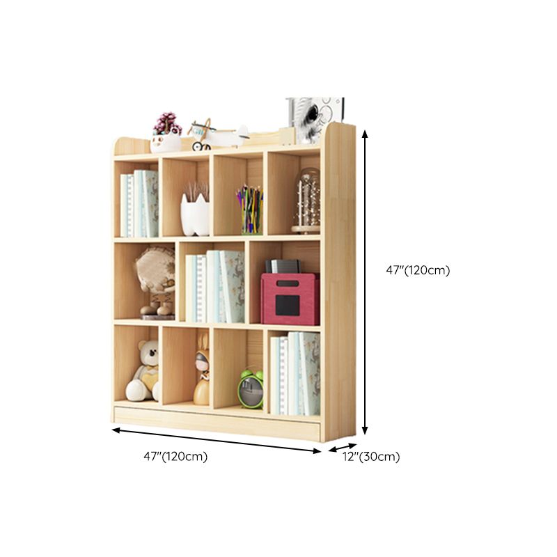 Contemporary Closed Back Cubby Storage Bookcase Solid Wood Bookcase