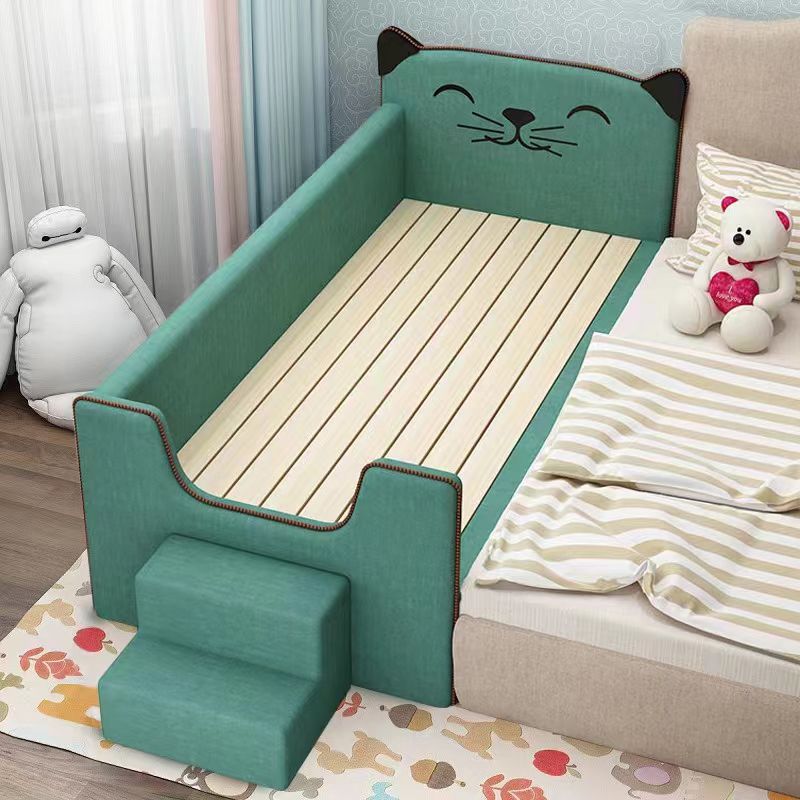 Modernism Solid Wood Nursery Bed Upholstered Crib with Mattress