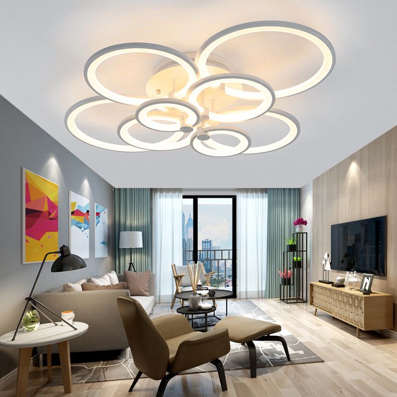 Circular Shade Acrylique LED Semi Flush Mount Light Modern Indoor plafond