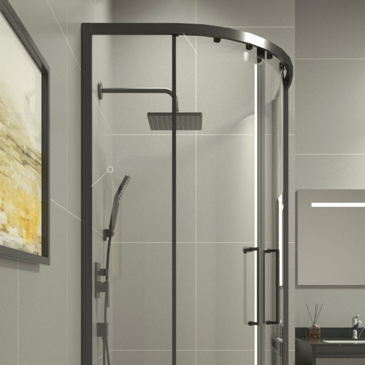 Linear Sliding Shower Enclosure Metal Semi-Frameless Shower Enclosure