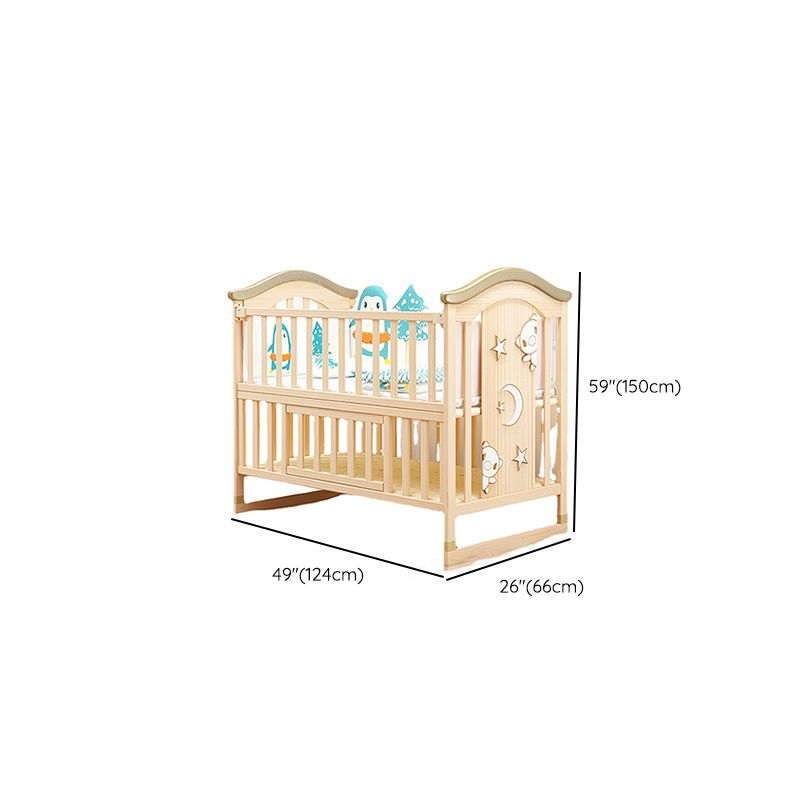 Baby Crib 4-in-1 Convertible Crib Nursery Bed with Guardrail and Casters