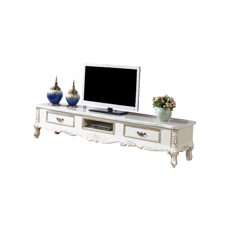 Solid Wood TV Media Console Open Storage Media Console TV Stand with 2 Drawers