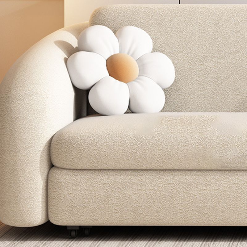 Contemporary Wool Sofa Cushions Back Sofa Bed in Beige For Living Room