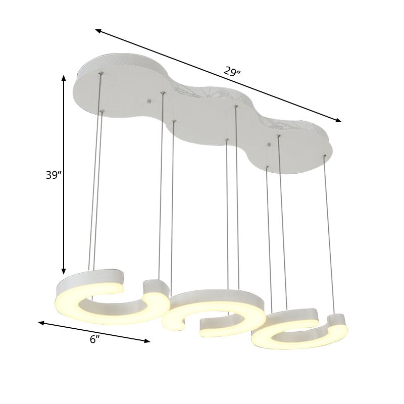 Kit de lumière suspendue en forme de C LED minimaliste LED Plafond de plafond blanc en lumière chaude / blanc avec une verrière rond / linéaire