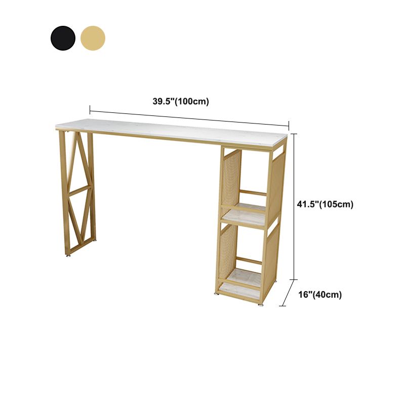 Industrial Bistro Table with Storage Rectangle Marble Top Bar Table