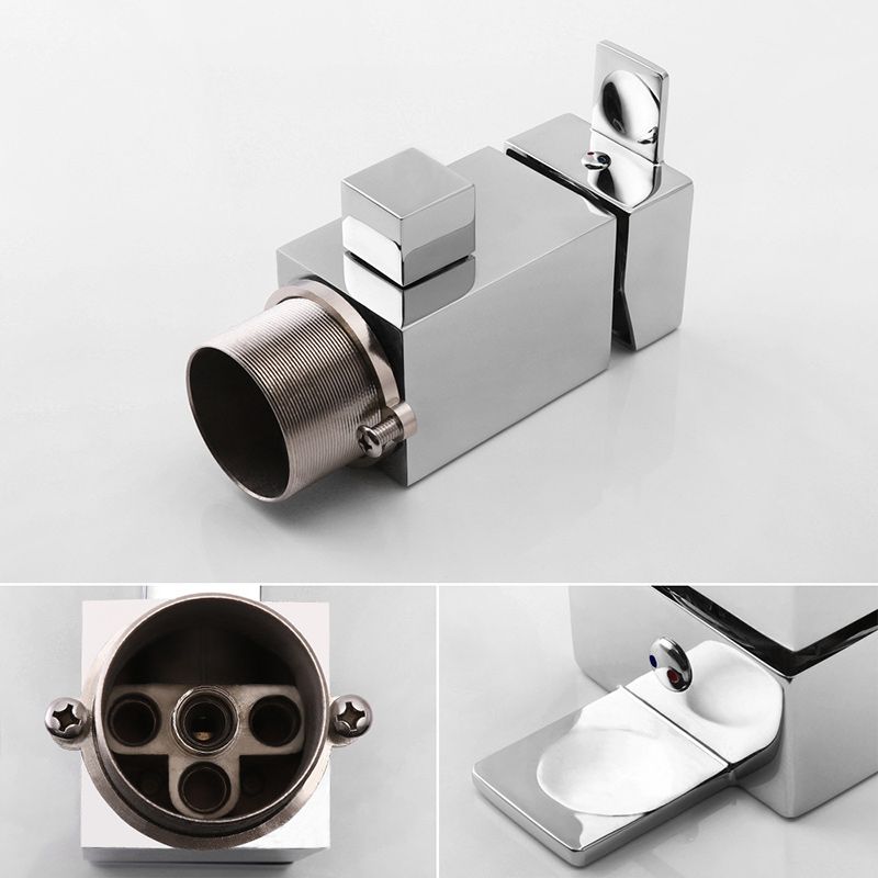 Waterfall Spout Bathroom Faucet Lever Handle Sink Faucet with Shower Head