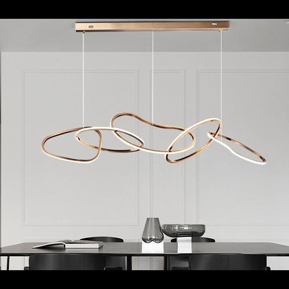 Nordic Simple suspendu plusieurs anneaux lustre pendant léger en métal plafonnier luminaire pour restaurant