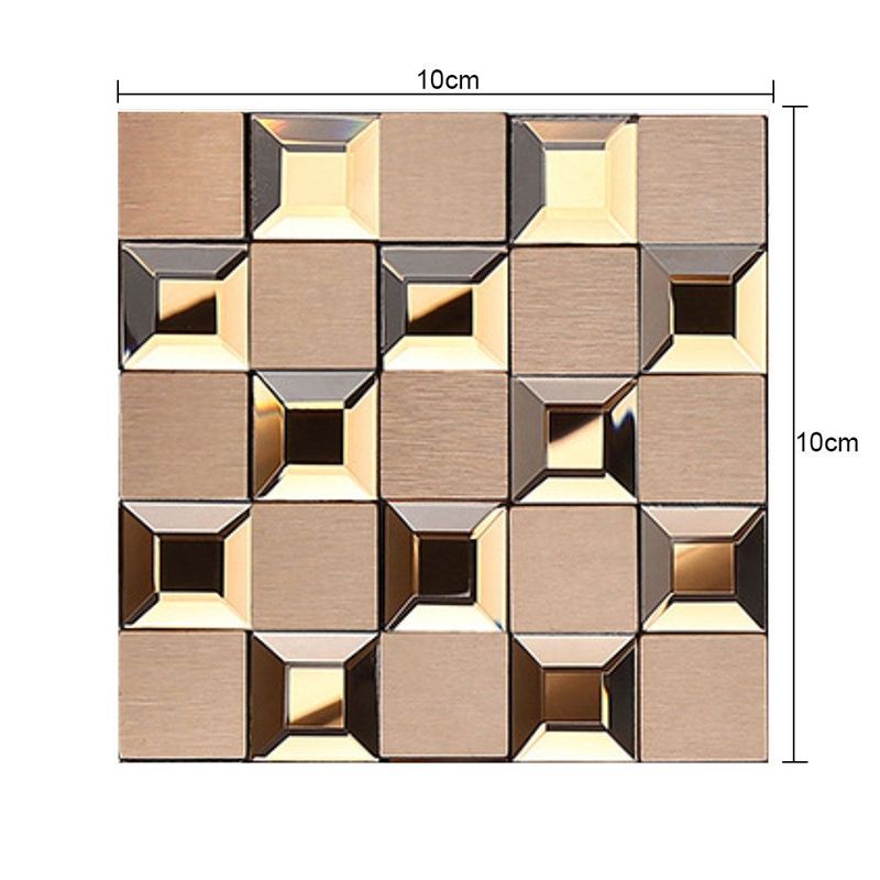 Modern Geometry Check Wallpaper Panels Brown Peel and Stick Wall Art for Bathroom