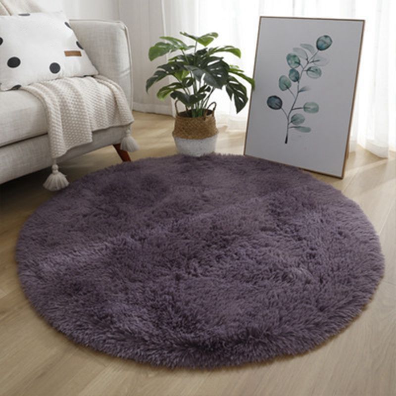 Modern Bedroom Plush Round Rug Polyester Carpet Anti-Slip Backing Rug for Living Room