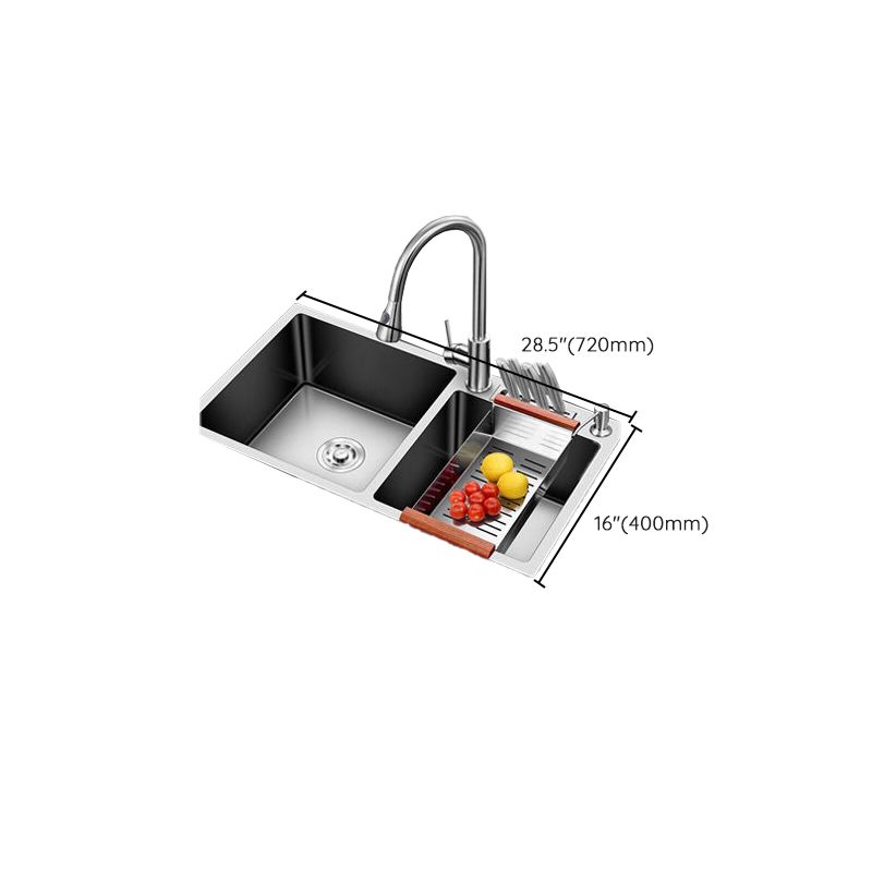 Drop-In Kitchen Sink Stainless Steel Modern Style Rectangle Kitchen Double Sink