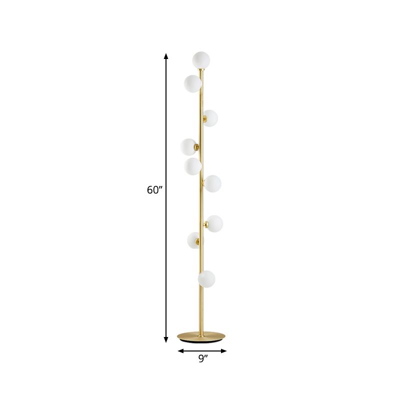 Modernism Modo Shade Floor Light White Glass 9-Head Living Room Reading Floor Lamp in Gold